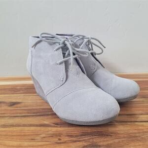 BOBS Sketcher Boots Womens 6.5 Light Gray Booties Ankle‎ Memory Foam Wedge